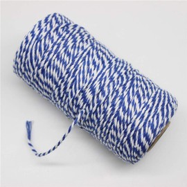 AKOAK Bakers Twine,1 Roll 109 Yards Cotton Twine Packing String for Gift Wrapping,Crafts and Decoration (Sapphire Blue+White)
