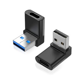 AreMe 2 Pack Right Angle USB A to USB C Adapter, 90 Degree Up and Down Angle USB 3.0 Male to Type C Female Connector for PC, Laptop, Tablet and Phones