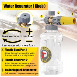 Tool Daily Foam Cannon with Pressure Washer Gun 5000 PSI, Power Washer Gun with 3/8'' Swivel Quick Connector, Adjustable Foam Blaster, M22 and 1/4 Inch Quick Connect, 1.5 Liter