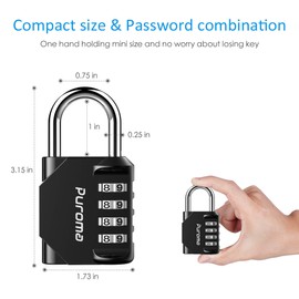 Puroma 2 Pack 4 Digit Combination Locks Outdoor Waterproof Padlock for School Gym Locker, Hasp Cabinet, Gate, Fence, Toolbox (Silver & Black)