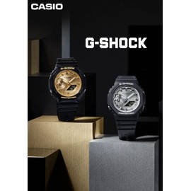 Casio GA-2100 Classic Color Wristwatch, black/gold, 1 piece, Casual