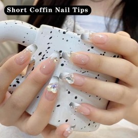 300PCS Short Coffin Nail Tips, Half Cover No C Curve Nail Tips, 12 Sizes Full Matte Coffin Nails Tips for Acrylic Nails Professional, Acrylic Short Press on nails for Nail Extension at Home DIY Salon