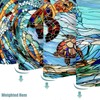 Kanuyee Turtle Shower Curtain Stained Glass Shower Curtain Blue Shower