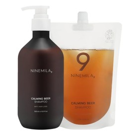 NINEMILA Calming Beer Shampoo Refill Value Pack 1000ml, Volumizing Biotin Energizing Anti-Thinning, Collagen-Infused, Vegan Color Safe Sulfate & Paraben Free for Damaged Hair (33.81floz)
