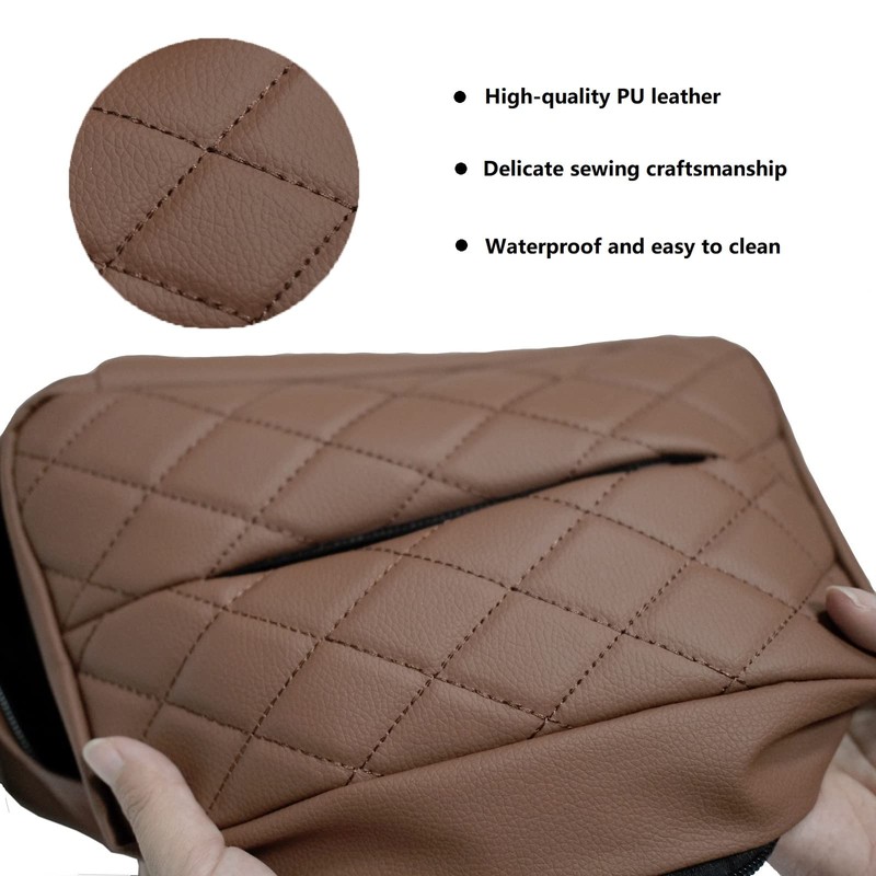 SENYAZON Car Standard Tissue Holder, 120 Tissues Box Cover for