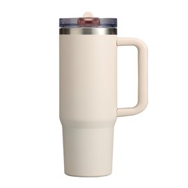 Muwnrol 30 oz Tumbler with Handle | Flip Straw Lid | Leakproof Design | Stainless Steel Insulated Cup | Double-Wall Vacuum Insulation for Hot & Cold (Rose Quartz)