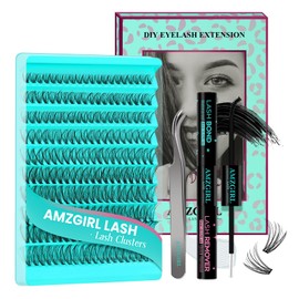 Lash Clusters Kit 200PCS 30D Eyelash Extension Kit D Curl Wispy Clusters Lashes DIY Natural Individual Lashes Kit Lashes Extensions Set with Lash Bond and Remover Eyelash Tweezer at Home