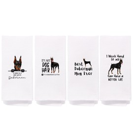 NEGIGA Doberman Gifts,Doberman Gifts for Women,Kitchen Towels，Kitchen Towels and Dishcloths Sets，Towels Sets of 4