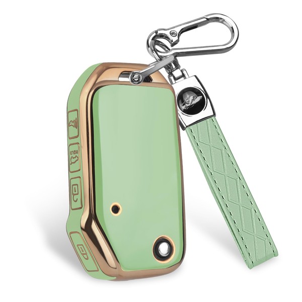 QBUC for KIA Key Fob Cover with keychian, Soft and