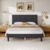 OLIXIS Bed Frame with Headboard Sturdy Slats Support Noise Free