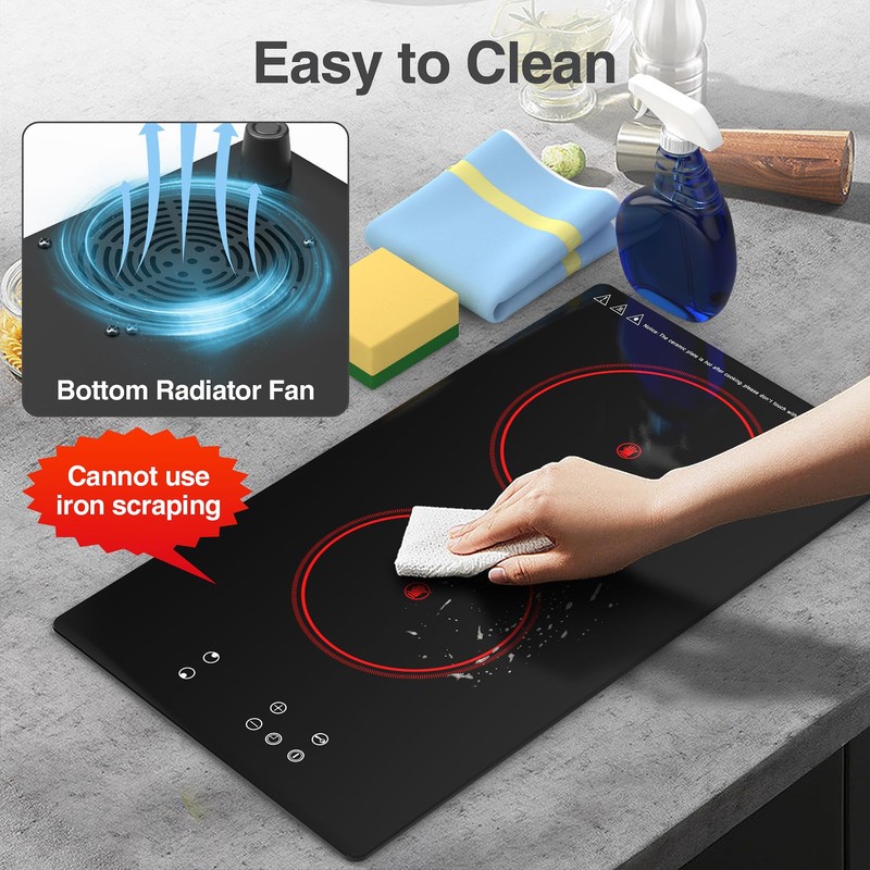 GIHETKUT Electric Cooktop,Built-in and Countertop Electric Stove Top, 2100W 110V