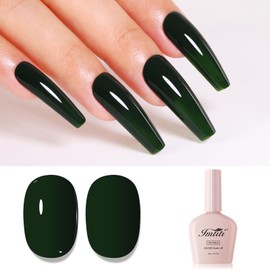 Imtiti Green Gel Nail Polish, Emerald Green Gel Polish High Gloss Soak Off UV LED Nail Gel Polish Autumn Winter Gel Polish Nail Art Manicure Salon DIY Design Gel Nail Kit 10ML