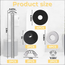 2Pcs Universal Toilet Seat Bolts Kit Heavy Duty Toilet Tank Bolts and Washers 304 Waterproof Stainless Steel Toilets Seat Bolt Kit with Extra Long Nut for Fastening Toilets Mounting and Repair