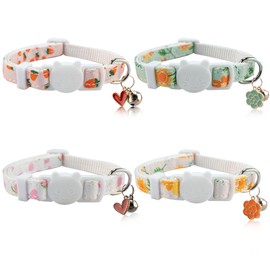Yizepet Cat Collars with Bells, Breakaway Kitten Collar, Cute Kitty Collar in 4 Pack, Pet Supplies Accessories