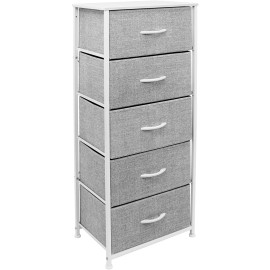 Sorbus Dresser w/ 5 Drawers - Furniture Tall Storage Organizer Unit for Bedroom - White/Gray