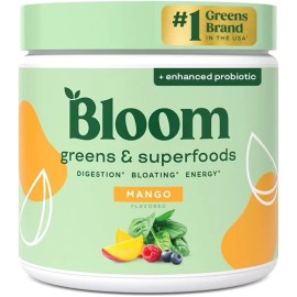 Bloom Greens & Superfoods Mango 30 Servings Gut Health Bloat Relief