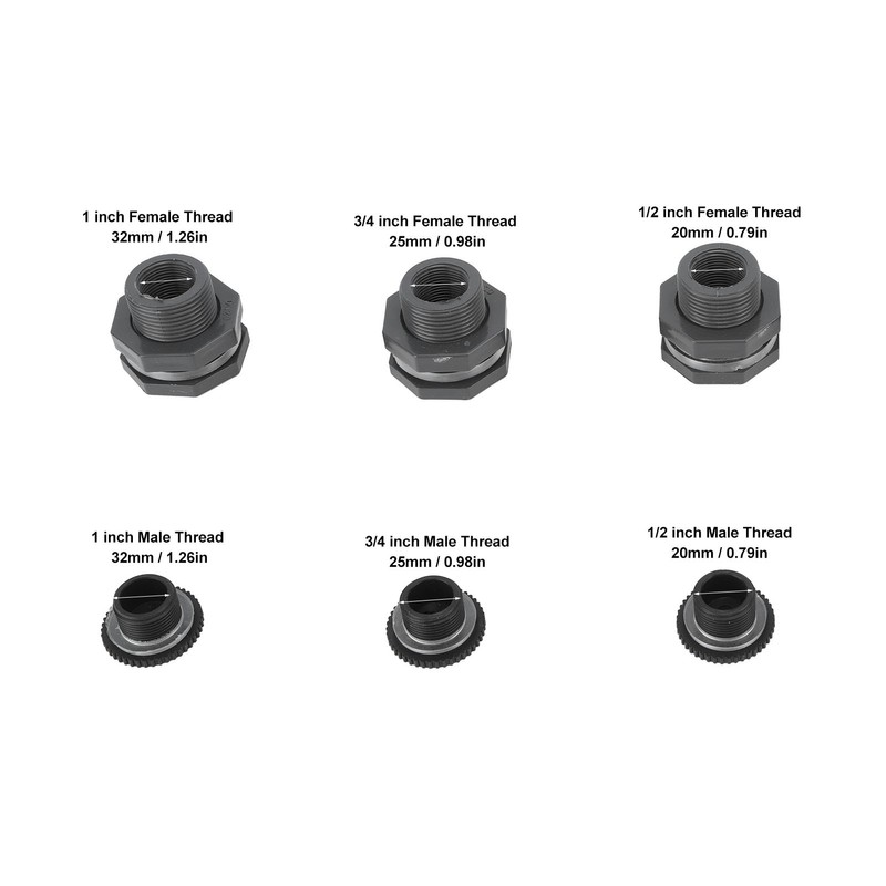 3/4 Inch Rain Barrel Bulkhead Fitting Kit with Plugs Hole