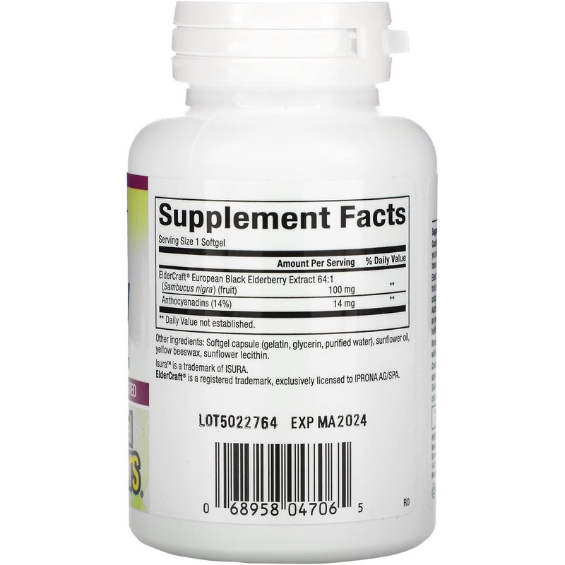 Natural Factors Black Elderberry, 100 mg, 60 Fast-Acting Softgels