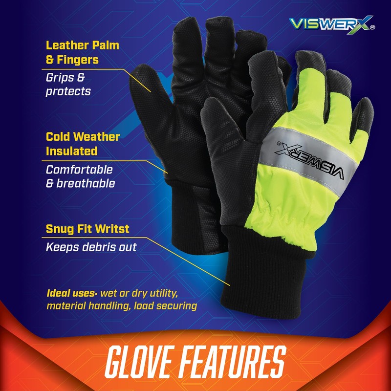 VISWERX Hi-Vis Winter Work Glove – Cold Weather Insulated &