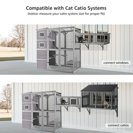 beeNbkks Outdoor Cat Tunnel, Extendable Passage Connect Home to Outdoor Cat Catio Enclosure House, 45’’ Safe Tunnel Walkway for Indoor Kittens, Wooden Pet Tube for Window Deck Patio Balcony Garden