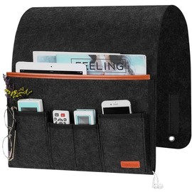 VOANZO Felt Bedside Storage Hanging Sofa Armrest Organizer with 5 Pockets for Magazines, Tablets, Phone, Books and Pens