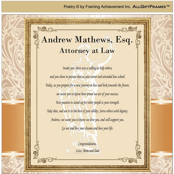 Law School Graduation Gift Congratulations Attorney Message ESQ Silver Plaque