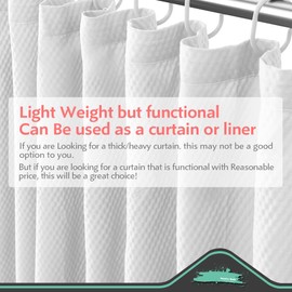 Eazzier Bath Waffle Shower Curtain with Hooks, Light Weighted Fabric, 72x80, Wrinkle and Rust Resistant, Classic Hotel Quality, Thin Long Curtains for Bathroom Showers, Bath Tubs, Machine Wash White