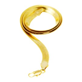 metaltree98 Men's Women's Flat Flexible Shine Herringbone Chain Necklace 14kt Gold Plated sized 20" (7)