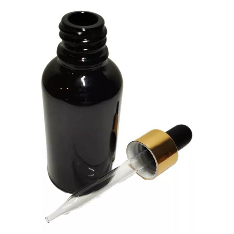 Meliars Gotero 20 Ml Frasco Negro Con Bulbo Dorado Negro