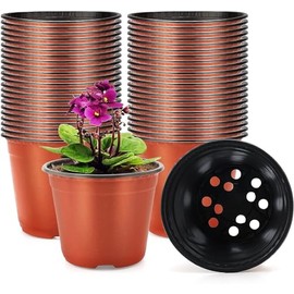 Ukipos Set de 100 Macetas de Plástico para Semillas, Plantas y Flores, Contenedor de Plantas con Agujeros de Drenaje, Macetas de jardín para Suculentas, Macetas de Cultivo de Semillas (6")