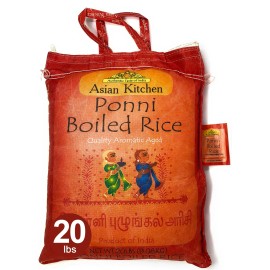 Asian Kitchen Ponni Boiled Rice 20-Pound Bag, 20lbs (9.08kg)