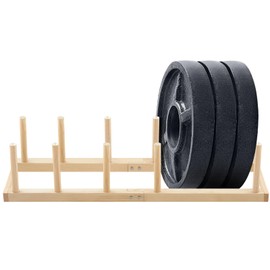 CroBlissful Weight Rack for Home Gym Wooden Horizontal 37.8''L x 10.1''W x 7.08''H Weight Plate Holder Storage Barbell Bumper Storage for Gym Home