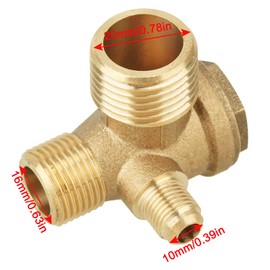 GZhaizhuan Pack of 2 3-way check valves, external thread, (20 x 16 x 10 mm), 3-way brass relief valve, compressor for man valve connector tool