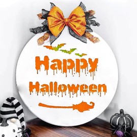 SIHPTO Halloween Stencils for Door Mats Round Happy Halloween Decorations Skull Stencil for Crafts Reusable,Stencils for Painting Ghost Boo Templates for Wood Fabrics Door Wreath DIY Crafts Decor