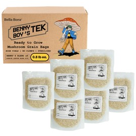 Bella Bora Grain Spawn Bags | 6-Pack Mushroom Grow Bags (5 lbs) | Unpolished Brown Jasmine Rice as Mushroom Substrate Sterilized | Fast Colonization Easy to Use