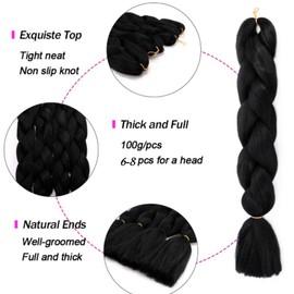 Braiding Hair Extensions Jumbo Braid Hair 24 Inch 1pc High Temperature Synthetic Fiber Hair Extension Natural Black for Women