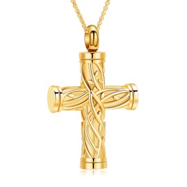 AIWENXI Tree of Life Cremation Jewelry for Ashes Cross Urns Necklaces Stainless Steel Pet/Human Keepsakes Memorial Ash Holder Pendant Jewelry for Men Women