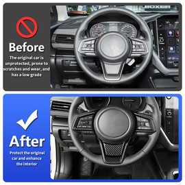 LUNQIN Carbon Fiber Style Car Steering Wheel Trim Cover Panel Accessories for Subaru Crosstrek 2018-2025，Forester 2019-2024，Impreza 2017-2025，Ascent 2019-2025，Legacy 2018-2025，Outback 2018-2025