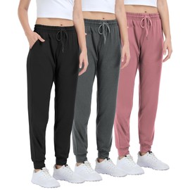 Women's Joggers with Pockets,Women Sweatpants for Loung Yoga Casual Pants(1XL/2XL-B/M Gr/Lt Pur