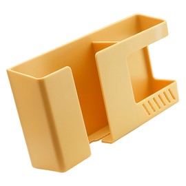 Wall Mount Organizer, Large Capacity Easy To Install Wall Phone Holder Space Saving ABS Widely Used with Sticker for Bedroom (Yellow)