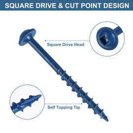 SATANTECH Pocket Hole Screws Assortment Kit, 390Pcs in 4 Sizes #8 x 1", 1-1/4", 2", 2-1/2", Coarse Thread Wood Screws with Square Drive, Blue Coated, Self Tapping, Drive Bit Included