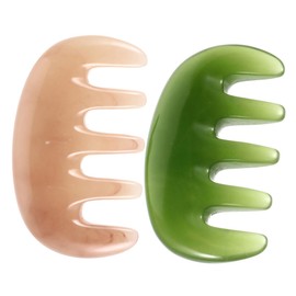Ipetboom 2pcs Wide Tooth Scalp Care Comb Acupoint Massage Tool for Hair Relaxation Resin Wax Material No Static Suitable for Hair Types Pink Green