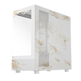 SEGOTEP Endura Pro- Special Loong Edition- Full View Dual Tempered Glass - Detachable Panels - ATX Gaming Mid Tower Computer Case - 6 PWM Fans Included-Dragon Art Design - White