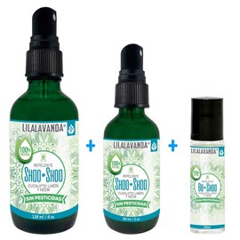 LilaLavanda Shoo*Shoo Repelente natural de mosquitos sin pesticidas, con aceite de Neem, aceite de eucalipto limón, citronela y cedro. Para bebe, niños y toda la familia (Kit de 3)