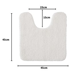 MIULEE Absorbent WC Toilet Rug Non Slip U Shape Bath Mat with High Hydroscopicity Rugs Super Soft Cozy and Shaggy Microfiber Rug Carpet for Bathroom White 45 x 45 cm