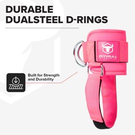 Women's Kickback Ankle Strap for Cable Machines & Resistance Bands: Gym & Home Workout Cuff Attachment for Leg Extensions, Kickbacks, Hip Abductors - Booty Exercises (Neon Pink, Single)