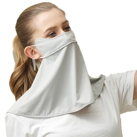 AWOCAN UPF 50+ Neck Gaiter Breathable Cooling Face Cover with Ear Sun Protection Loops Scarf Reusable Unisex (GREY)