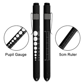 AOICRIE Diagnostic Medical Penlight, Mini Reusable LED Penlight Flashlight Pen Torch, Torch Doctor Nurse Emergency Pen Light with Pupil Gauge and Ruler (Black)