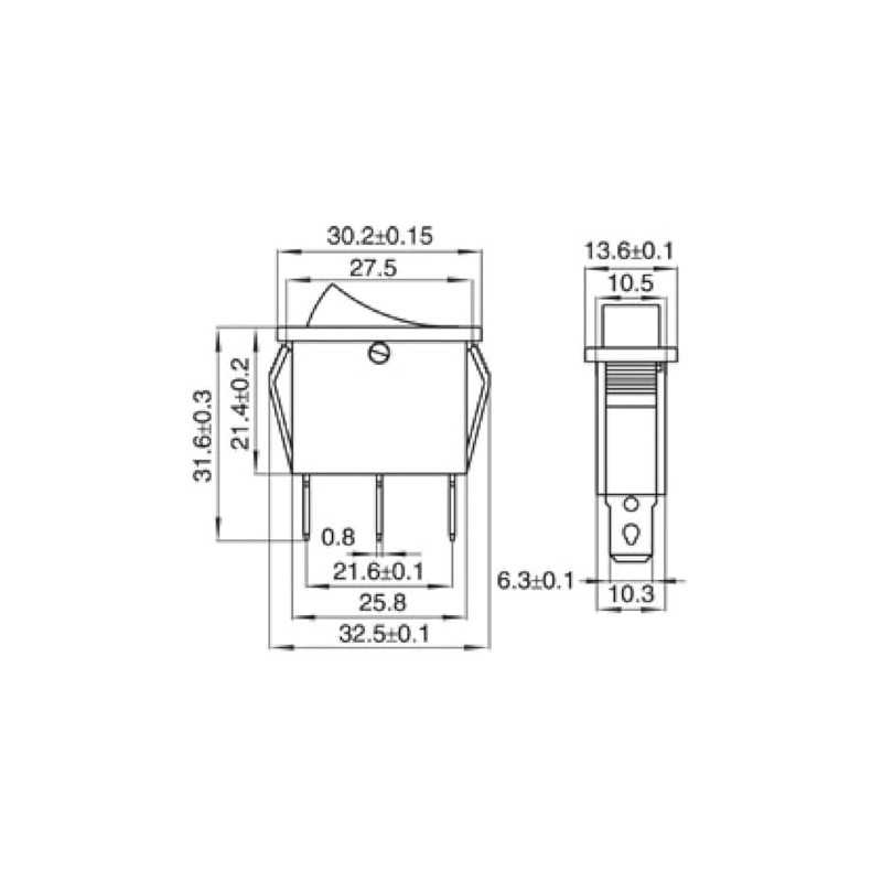 Rocker Switch 3-Pin Light Up Black, 250 V/15 A 125