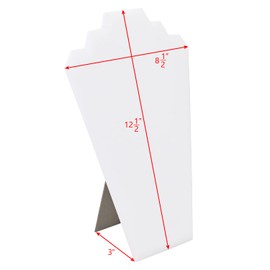 MOOCA 6 Pieces Deluxe White Faux Leather Covered MDF Wood with Cardboard Easel Necklace Display, Jewelry Stand Display Necklace Display for Craft Shows, 8 1/4 W x 12 1/2 H in